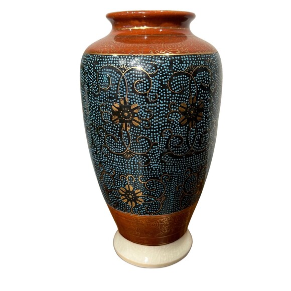Antique Satsuma Flower Vase Japanese Handmade Stamped Shimazu Pottery 1890-1920 - Picture 6 of 6